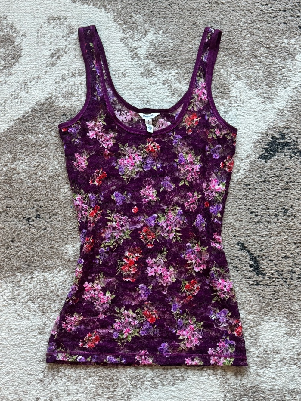 Y2K Aeropostale Purple Floral Lace Tank Top S